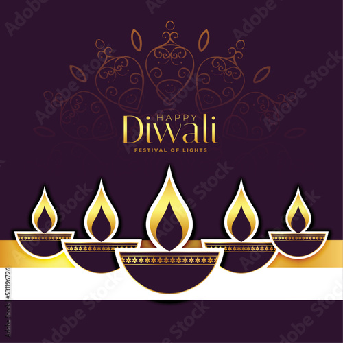 elegant happy diwali wishes card on mandala style background
