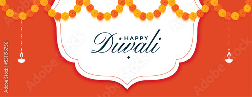 diwali traditional banner with lantern and floral design