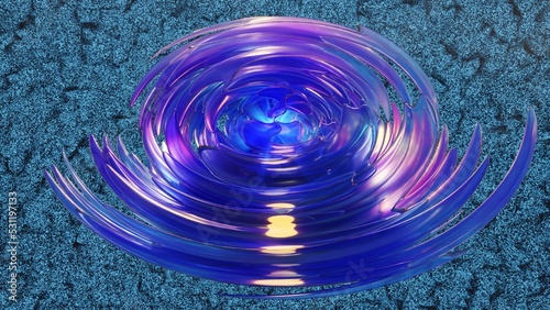 Energy force fields Tunnel. Abstract Portal Ring, Blue energy surge. Vortex energy. Pulsating, beating circle. 3D illustration