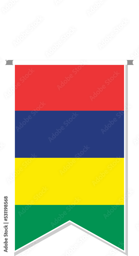 Mauritius flag in soccer pennant. Mauritius flag in soccer pennant.