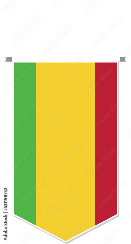 Mali flag in soccer pennant, various shape.
