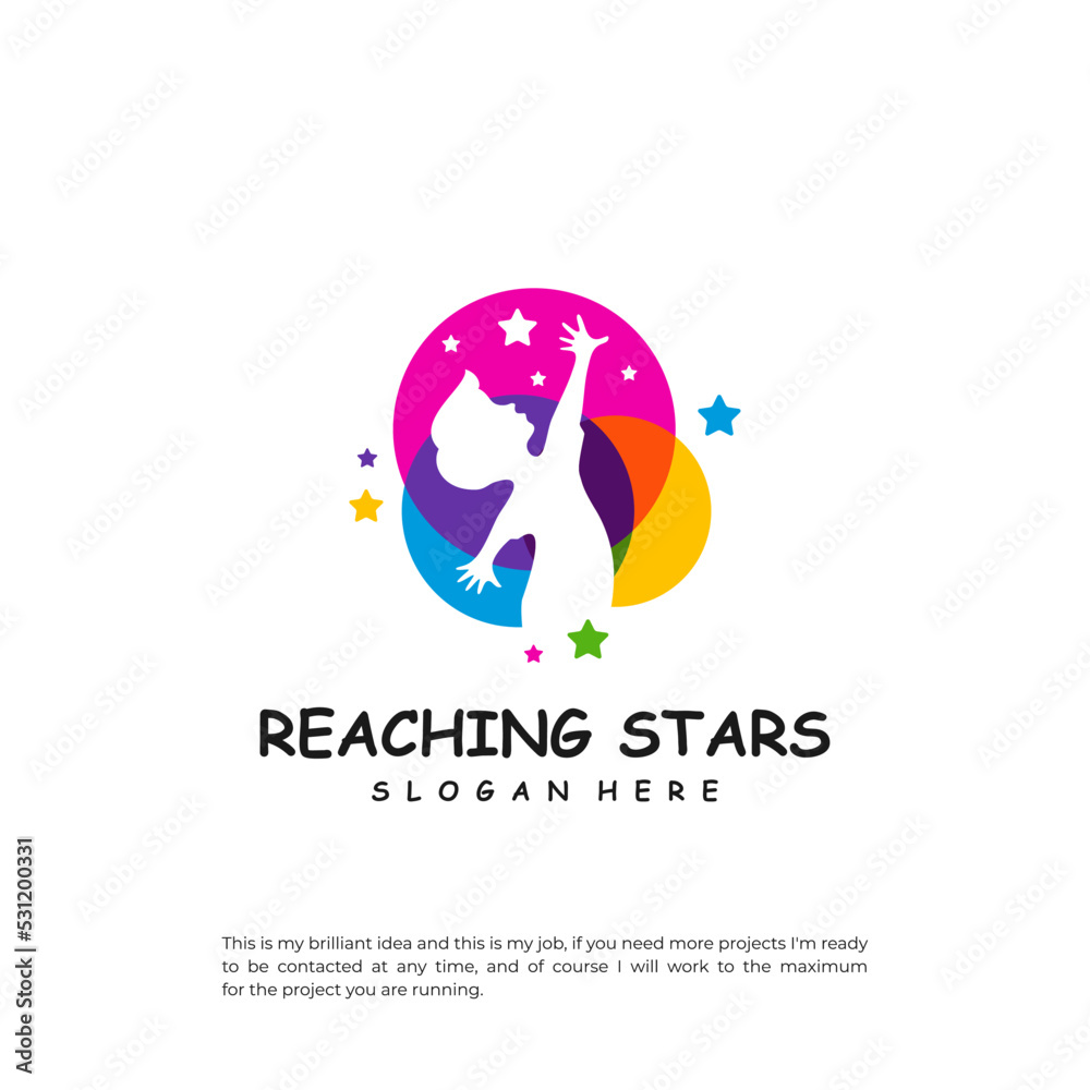 Reaching Stars Logo Design Template. Dream star logo vector. Emblem, Colorful, Creative Icon Symbol