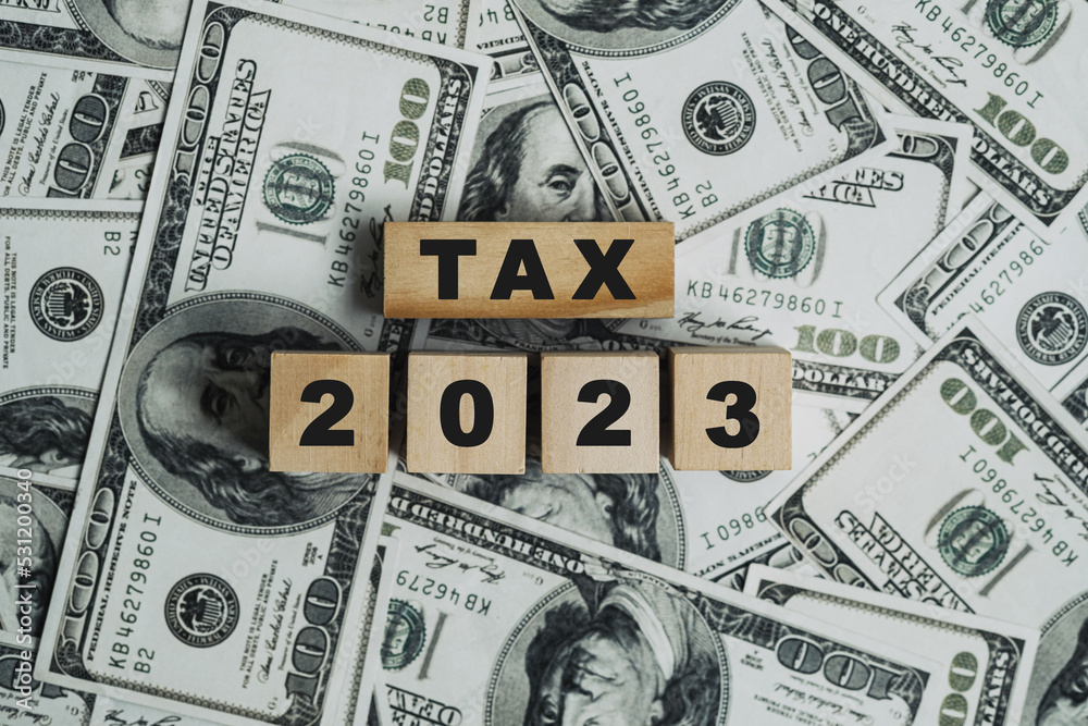 2023 tax concept, paying taxes, 2023, paying tax rates, collecting