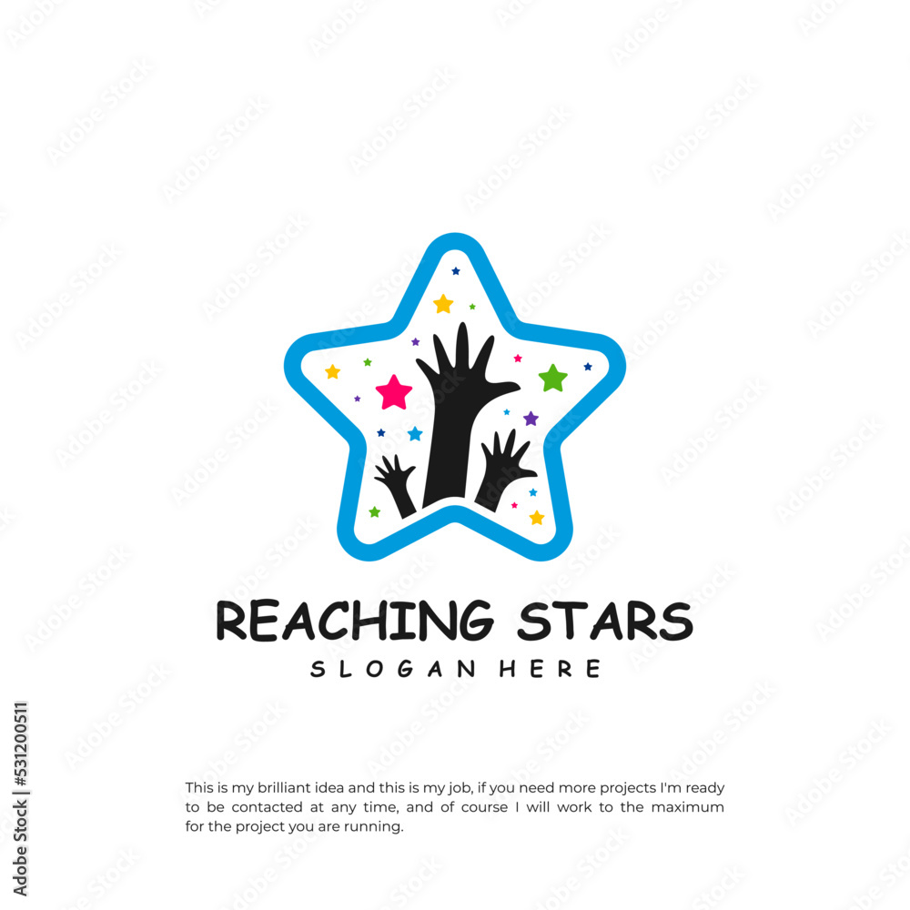 Obraz premium Reaching Stars Logo Design Template. Dream star logo vector. Emblem, Colorful, Creative Icon Symbol