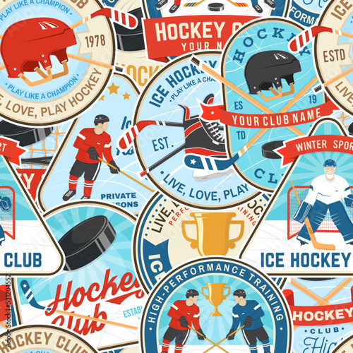 Photography Ice Hockey colorful seamless pattern