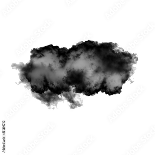 Black smoke cloud isolated over transparent background png illustration