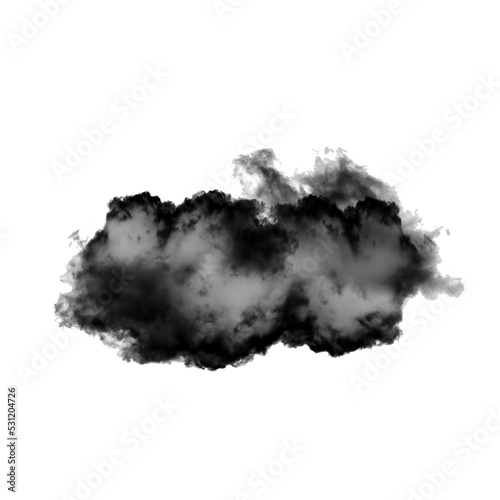 Black smoke cloud isolated over transparent background png illustration