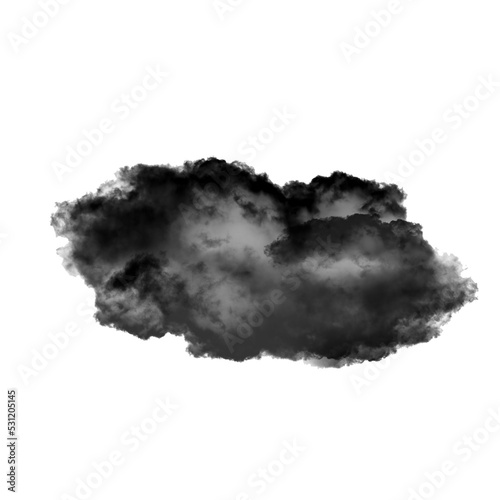 Black smoke cloud isolated over transparent background png illustration