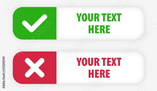 yes tick and no cross buttons vector design