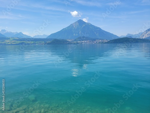 mountain and lake