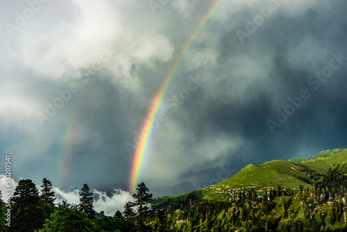 Double Rainbow over the Caucasus mountains, Bakhmaro, Chokhatauri, Guria, Georgia photo