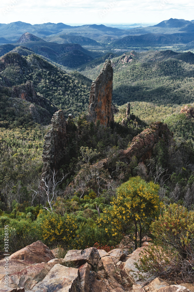 A close up photograph of the Breadknife at Warrumbungle National Park, New South Wales Australia