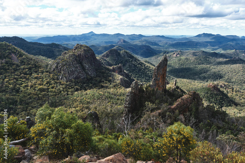 The Breadknife and surrounding mountains and valleys in the Warrumbungle National Park photo