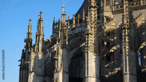 Gothic cathedral facade detail in Kutna Hora, Czech Republic