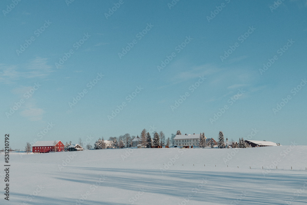 Rural winter landscape of Toten, Norway. Rural winter landscape of Toten, Norway.