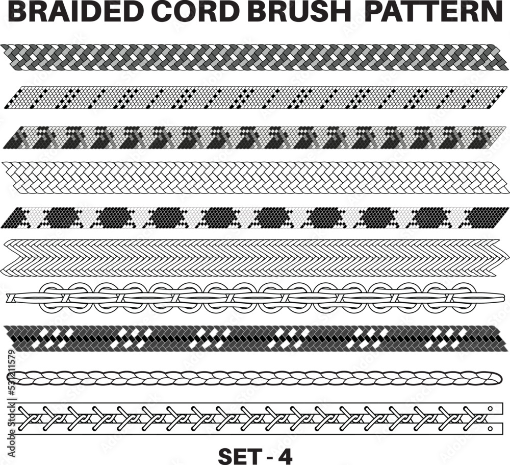 Seamless Braided cord pattern brushes flat sketch vector illustration ...