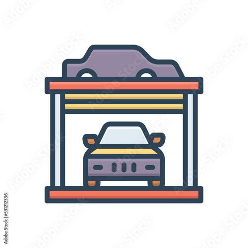 Color illustration icon for garage