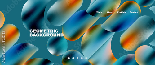 Colorful metallic geometric shapes minimal abstract background