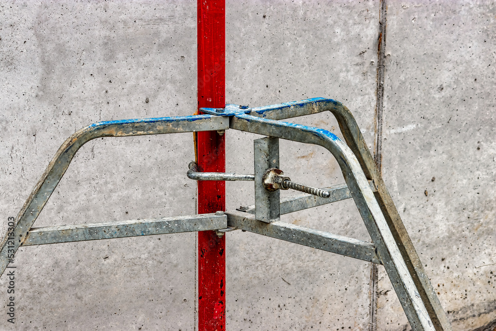 Formwork supports the second floor of a monolithic building. Reinforcement of walls and ceiling. Monolithic work during the construction of a building close-up. construction technologies. Formwork supports the second floor of a monolithic building. Reinforcement of walls and ceiling. Monolithic work during the construction of a building close-up. construction technologies.