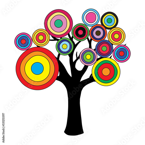 abstract tree with colorful circles, Kandinsky Trees