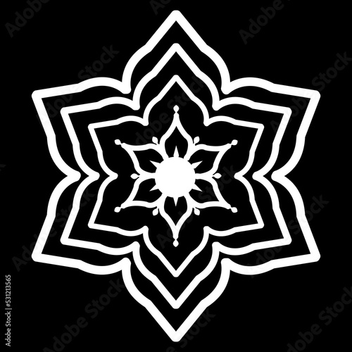 White Flower mehndi pattern for Henna drawing and tattoo.Mandala coloring book simple and basic for beginners, seniors and children. 