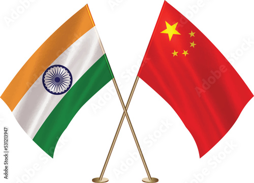 India,China flag together.Indian,Chinese flag together photo