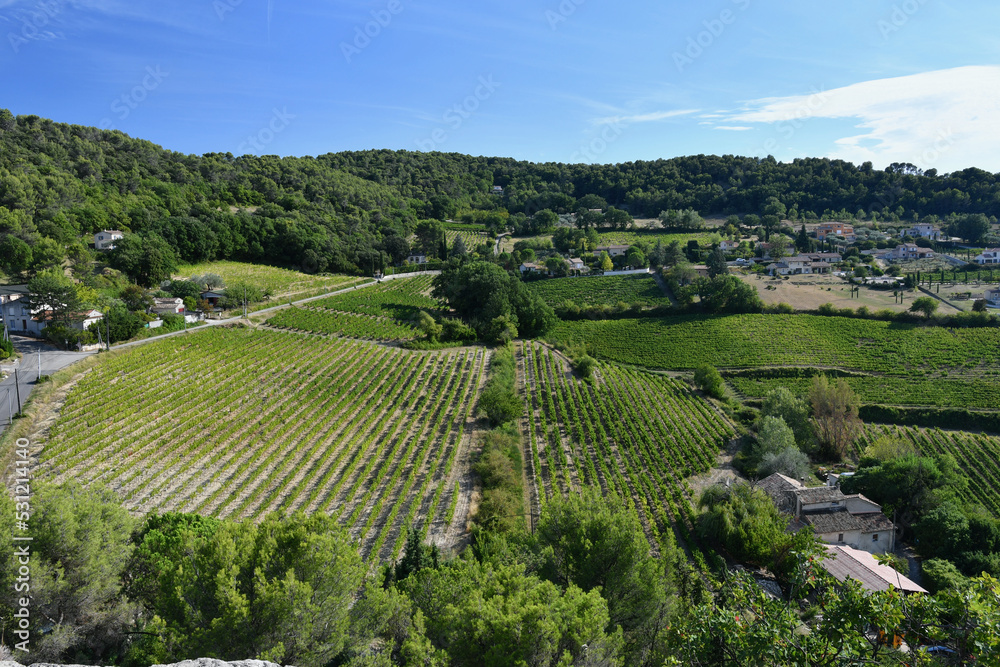 Magnificent view of the countryside and vineyard around the hill of the village of 