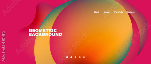 Liquid shapes with flowing gradient colors. Round elements and circles. Vector illustration for wallpaper, banner, background, leaflet, catalog, cover, flyer