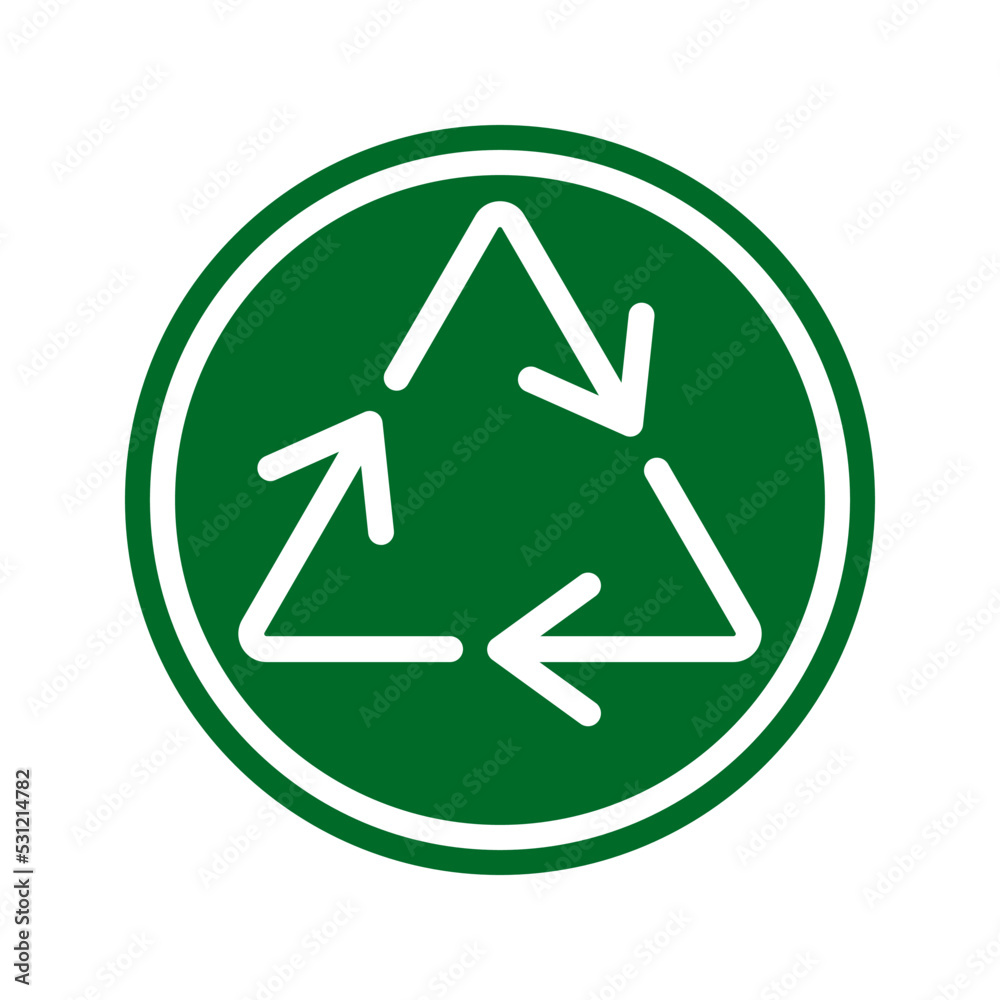 recycle symbol in a green circle recycle symbol in a green circle