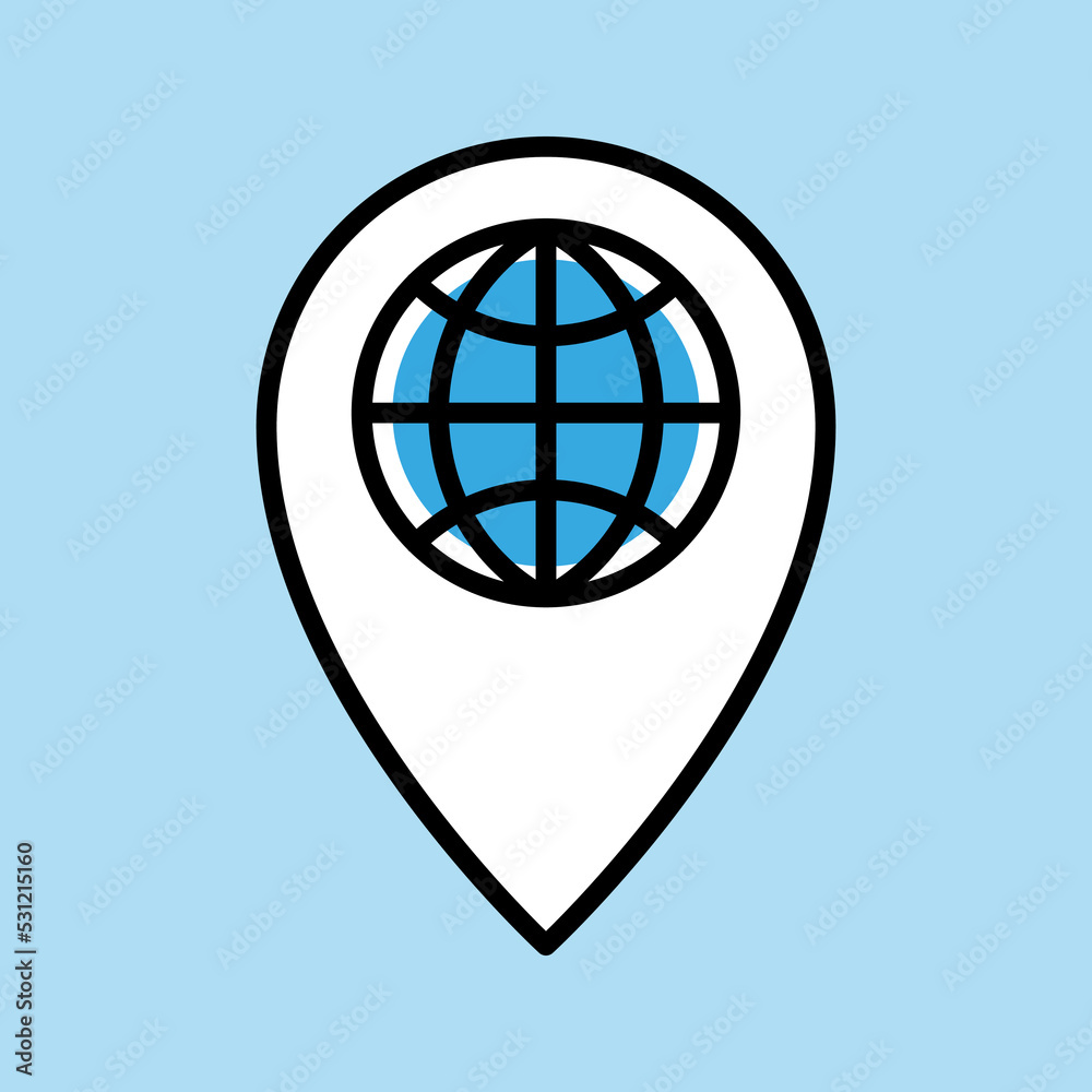 location pin with blue globe vector icon location pin with blue globe vector icon