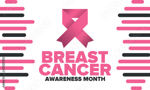 Breast Cancer Awareness Month. Pink october. Pink ribbon. Woman healthcare. Celebrate annual. Medic concept. Girl solidarity. Cancer prevention. Female disease. Poster, banner and background. Vector
