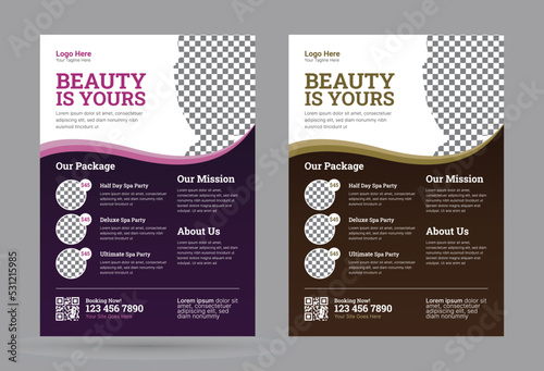 Creative Beauty Care Flyer Design Layout Template with Wave Elements, Skin Care Template Layout for Poster Pamphlet Brochure Cover Magazine, Spa Vector illustration Design Concept 