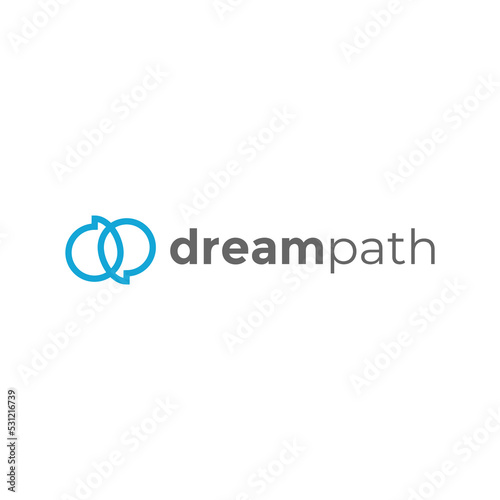 Dream Path Logo Design. Speech Bubble Vector. Abstract Dp Letter for Success Career Development and Consulting Logo Template