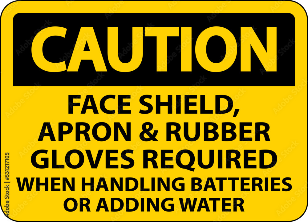 Caution When Handling Batteries Sign On White Background