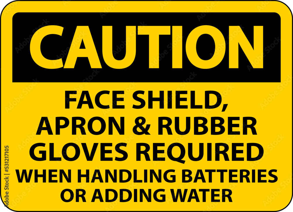 Fototapeta premium Caution When Handling Batteries Sign On White Background