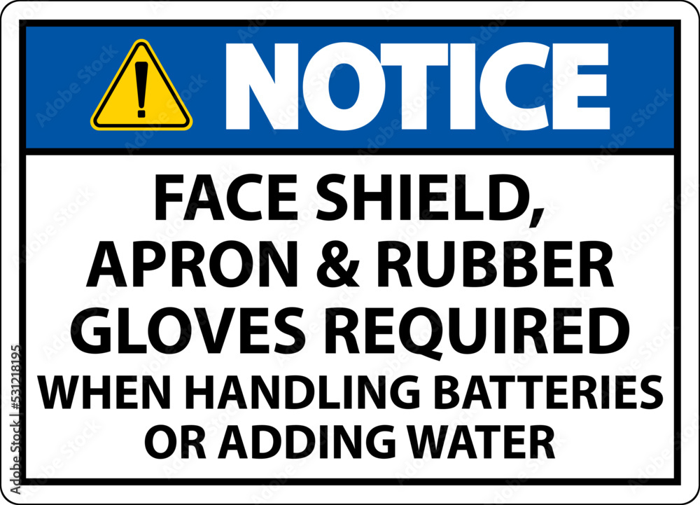 Notice When Handling Batteries Sign On White Background Notice When Handling Batteries Sign On White Background
