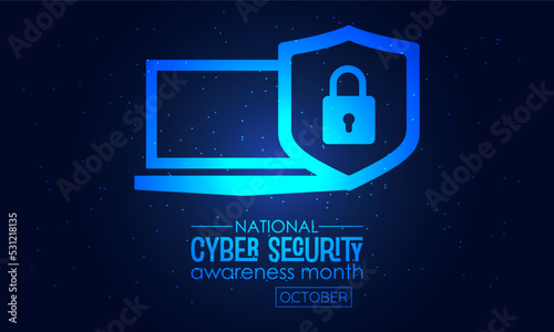 Vector illustration design concept of national cyber security awareness month observed on every october