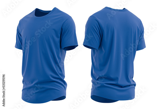  T-Shirt Short Sleeve Longline Curved Hem for Men's. For mockup ( 3d rendered / Illustrations)Royal front and back 