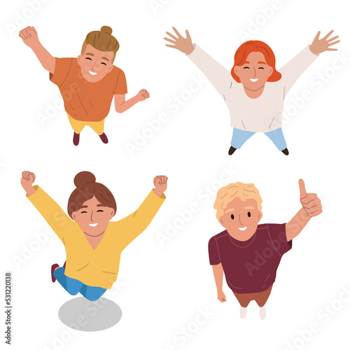 Happy People Looking Up Set