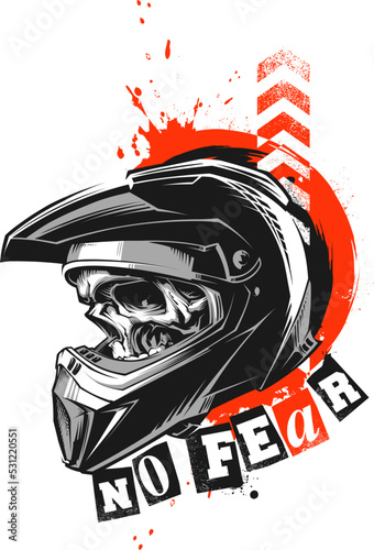 Skull in motorcycle helmet