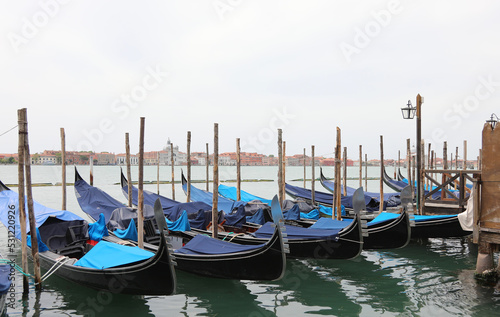 Gondolas the typical tourist boats of Venice - Italy without people during the lockdown © ChiccoDodiFC