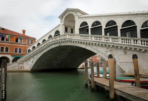 Rialto bridge in Venice with long exposure time without people during the lockdown
