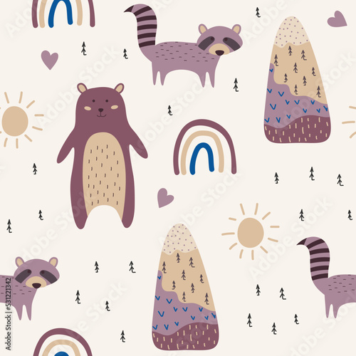 seamless pattern with woodland animals