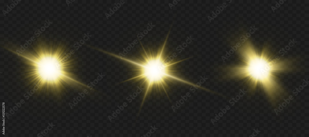 Light effects, glare, glitter, explosion, golden light, Vector illustration. shining golden stars. Light effects, glare, glitter, explosion, golden light, Vector illustration. shining golden stars.