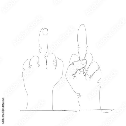 hand drawn vector Hand drawing line art fuck you sign contour 
