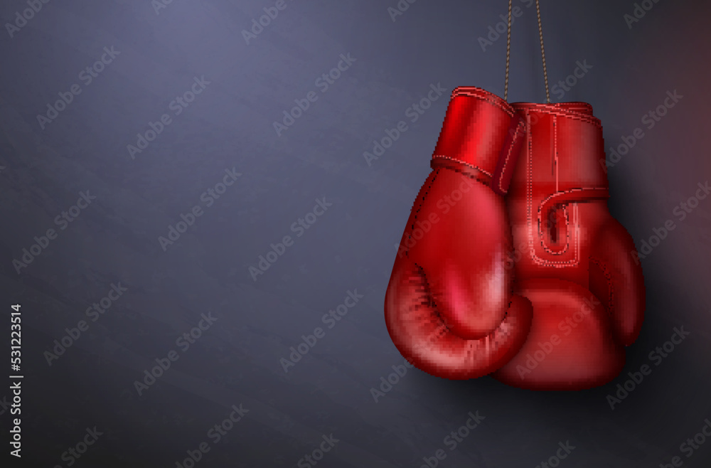 Red Boxing Gloves Composition