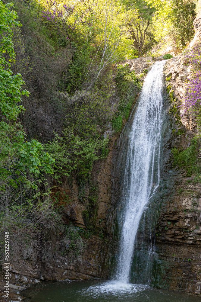 A view of the Leghvtakhevi Waterfall in the Tbilisi Botanical Garden. Georgia country