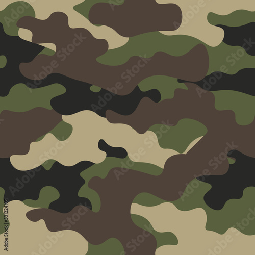 Camouflage texture seamless pattern. Abstract modern military ornament for army and hunting print. Vector background.