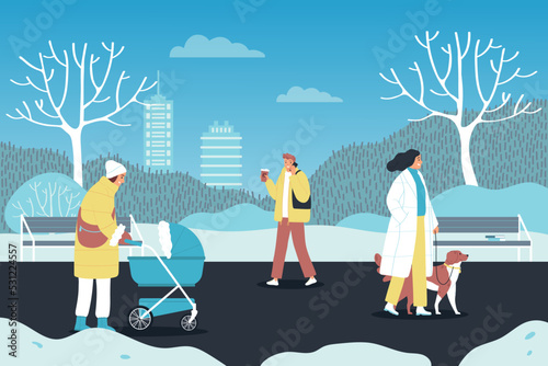 People Winter Outwear Illustration