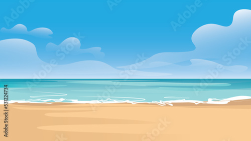 Vector illustration on summer beach and blue sky with Summer holidays vector background.vector illustration